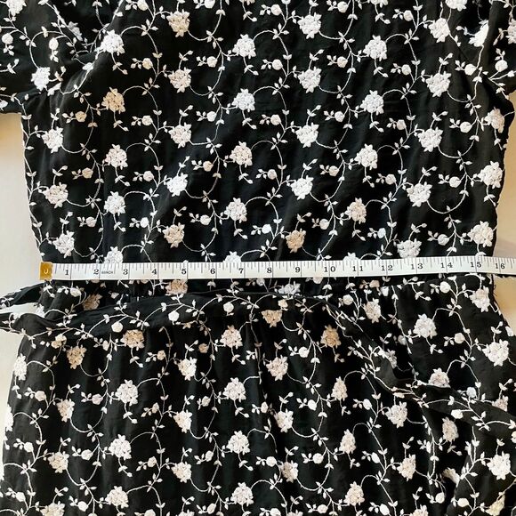 Draper James Women's Embroidered Long Sleeve Short Dress in Black & White Size M - Picture 14 of 16